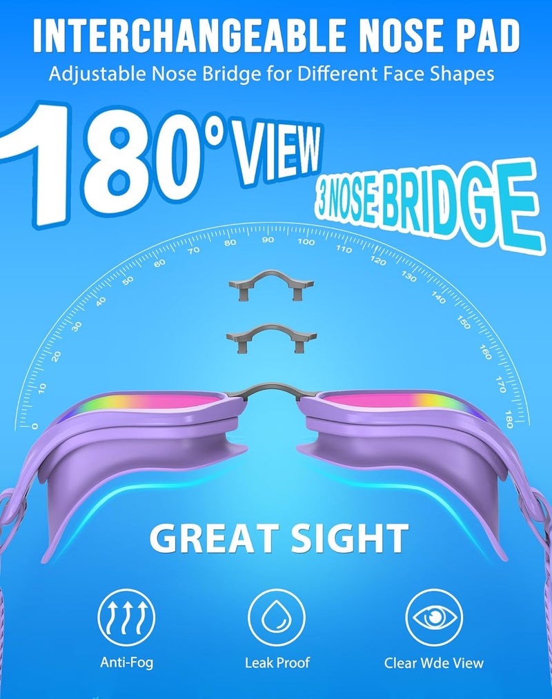 Vegemono Swim Goggles, Unisex Adult Swimming Goggles Anti Fog Anti UV No Leakage Wide View for Men Women Youth - Image 2